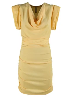Solada Vestito drappeggiato da donna a maniche corte con spalle imbottite