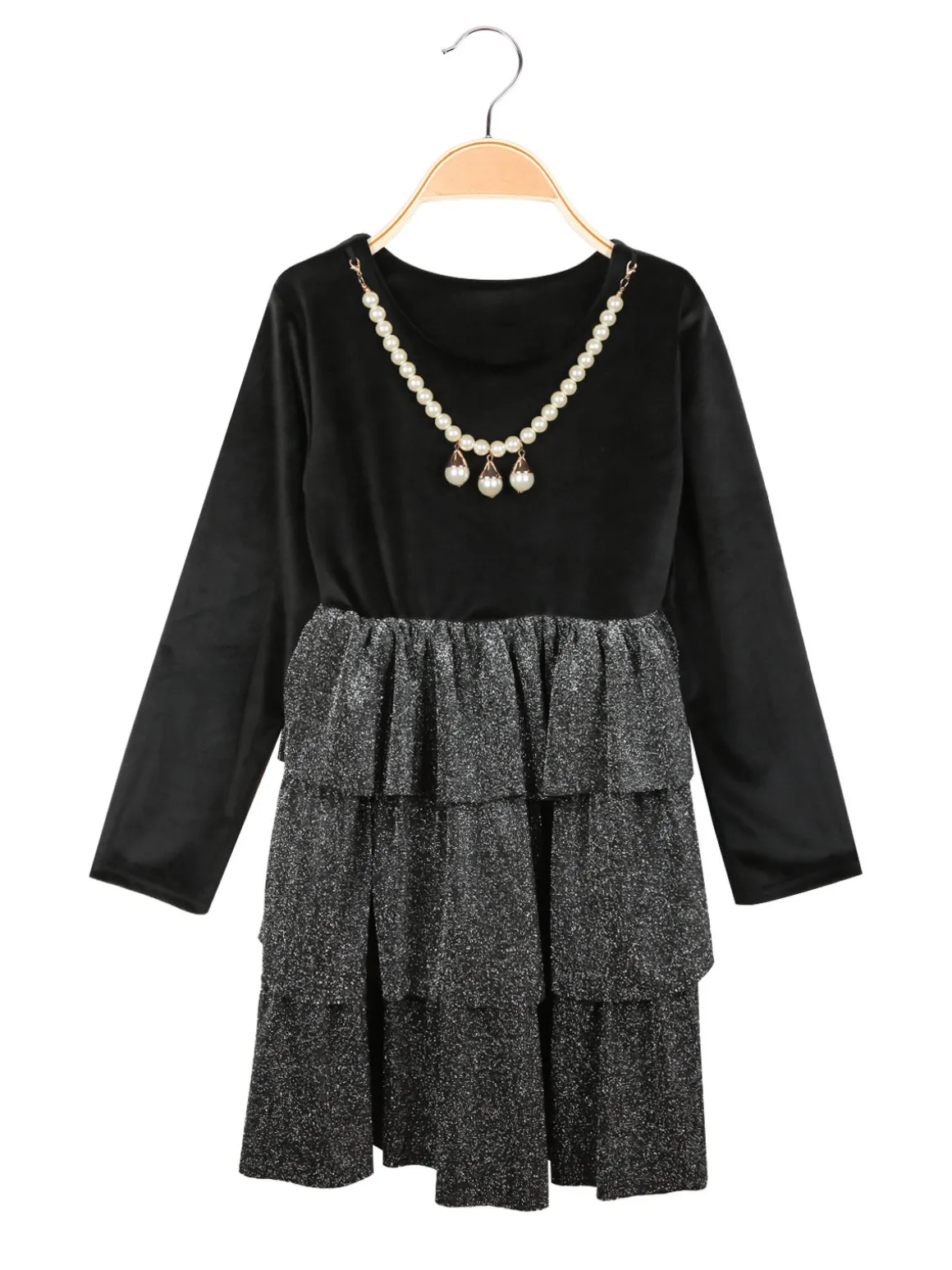 Solada Vestito in ciniglia da bambina con balze e collana
