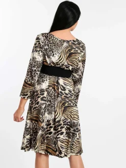Solada Vestito leopardato manica a 3/4