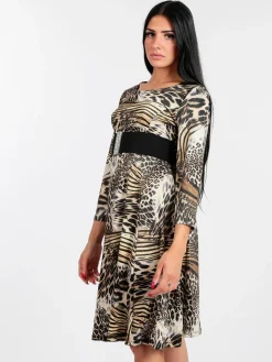 Solada Vestito leopardato manica a 3/4