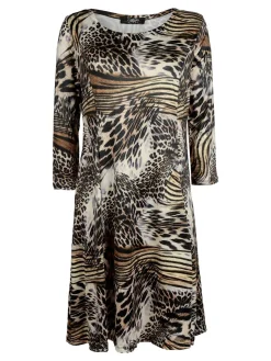 Solada Vestito leopardato manica a 3/4
