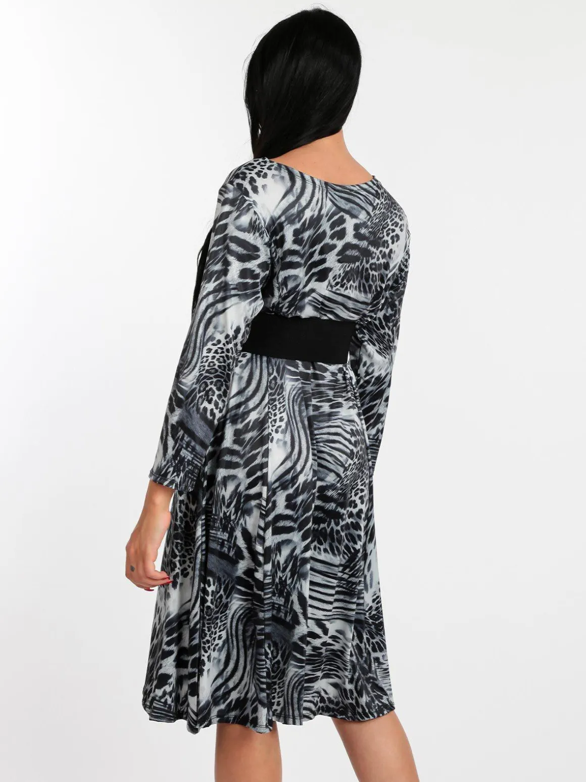 Solada Vestito leopardato manica a 3/4