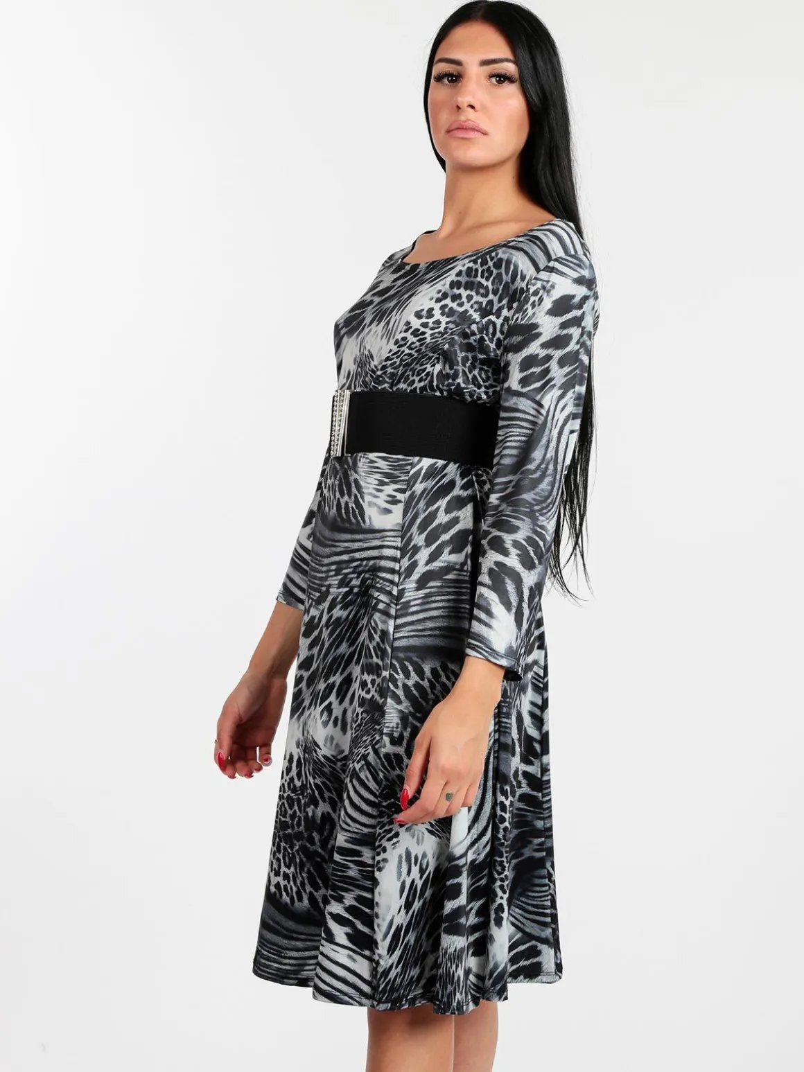 Solada Vestito leopardato manica a 3/4