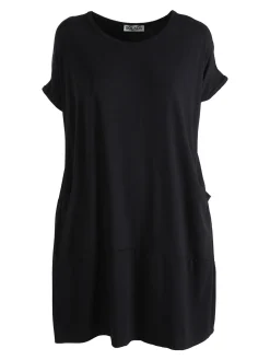 Solada Vestito maxi da donna a maniche corte con taschini - nero