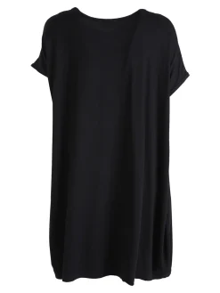 Solada Vestito maxi da donna a maniche corte con taschini - nero