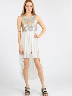 Solada Vestito smanicato con paillettes e schiena scoperta