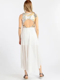 Solada Vestito smanicato con paillettes e schiena scoperta