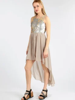 Solada Vestito smanicato con paillettes e schiena scoperta