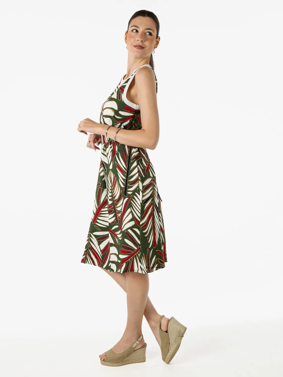 Solada Vestito smanicato da donna con stampe - verde