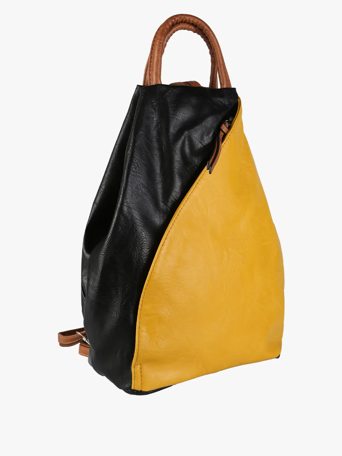 Solada Zaino da donna in ecopelle bicolore - giallo