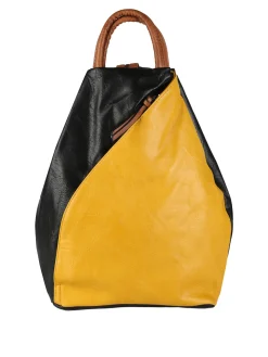 Solada Zaino da donna in ecopelle bicolore - giallo