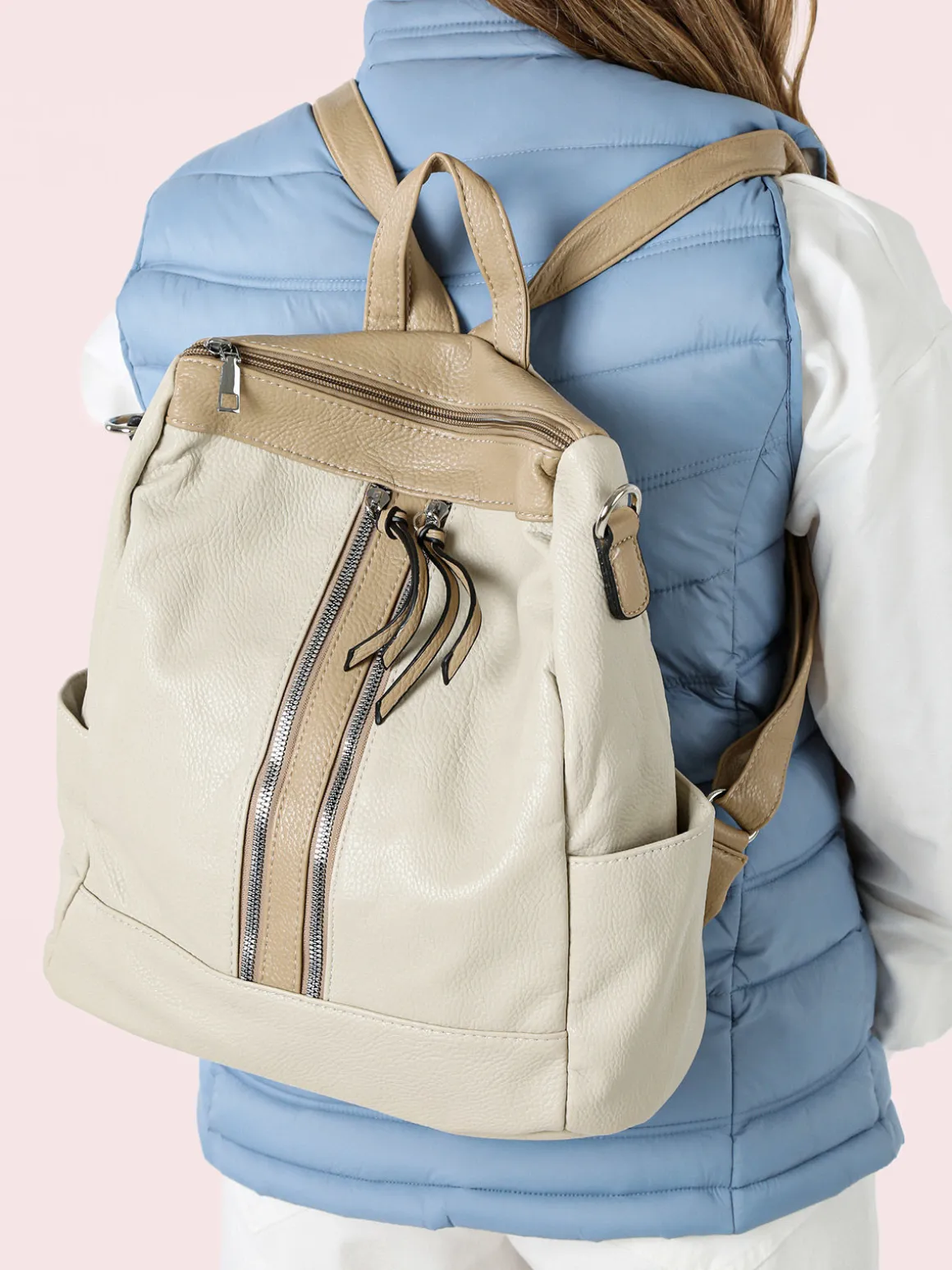 Solada Zaino donna in ecopelle - grigio chiaro
