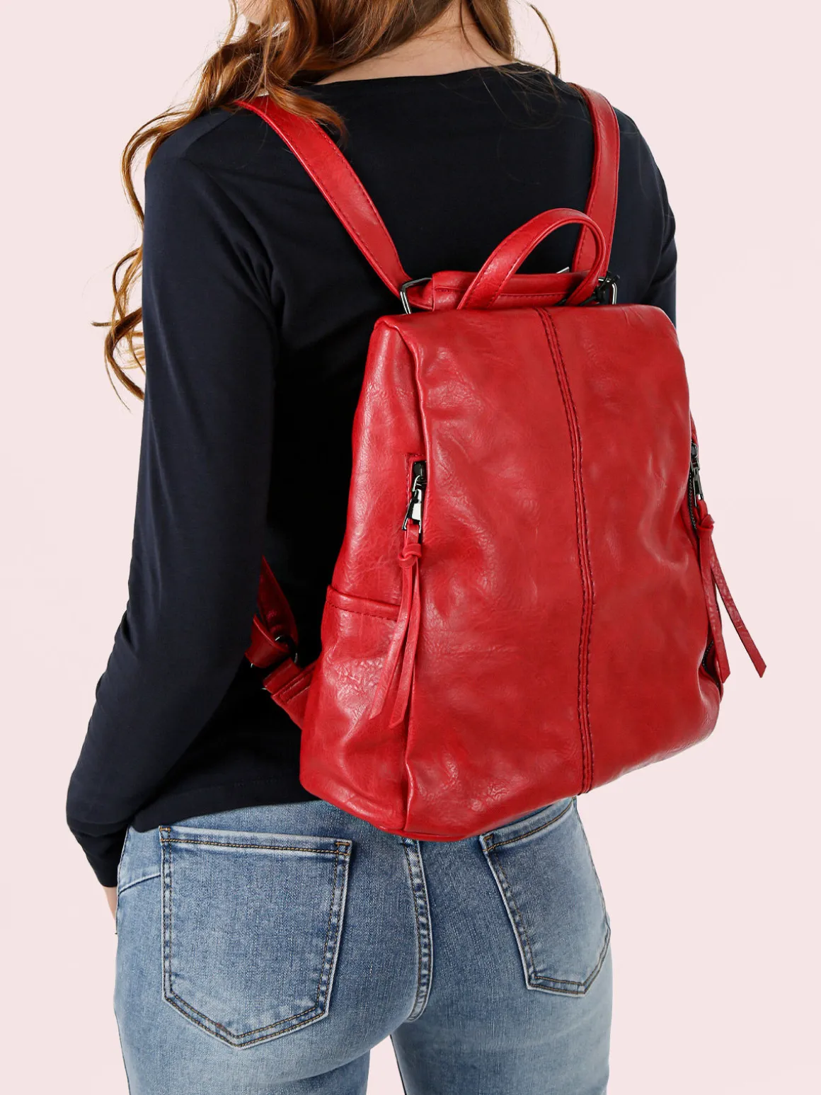 Solada Zaino in ecopelle da donna - rosso