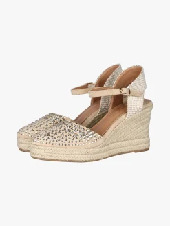 Soleil Campesine donna con zeppa e borchie - beige