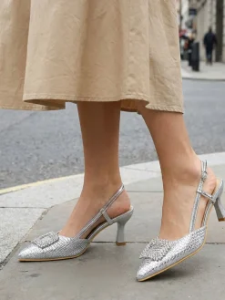 Soleil Slingback donna gioiello aperte dietro con cinturino alla caviglia con fibbia - argento