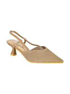 Soleil Slingback donna in maglia con cinturino elastico e tacco a rocchetto - taupe