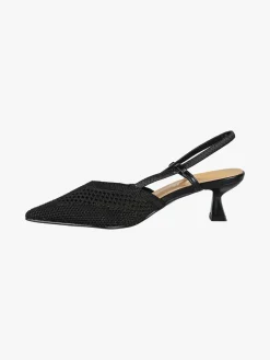 Soleil Slingback donna in maglia con cinturino elastico e tacco a rocchetto - nero