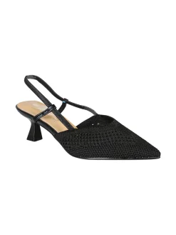 Soleil Slingback donna in maglia con cinturino elastico e tacco a rocchetto - nero