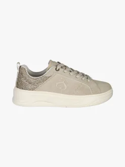 Solo Soprani Sneakers donna effetto nabuk con dettagli strass - beige