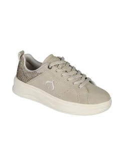 Solo Soprani Sneakers donna effetto nabuk con dettagli strass - beige
