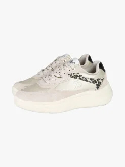 Solo Soprani Sneakers donna in pelle con dettagli animalier e platform - beige