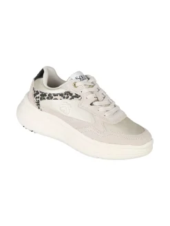 Solo Soprani Sneakers donna in pelle con dettagli animalier e platform - beige