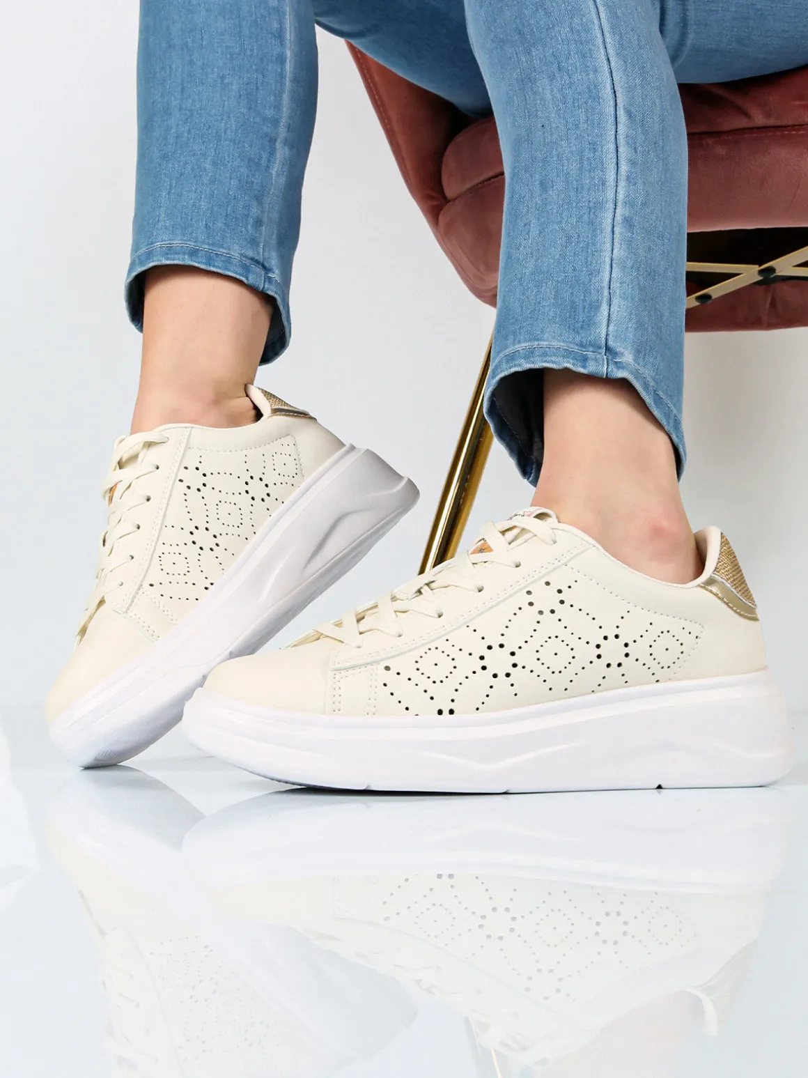 Solo Soprani Sneakers donna stringate con suola alta