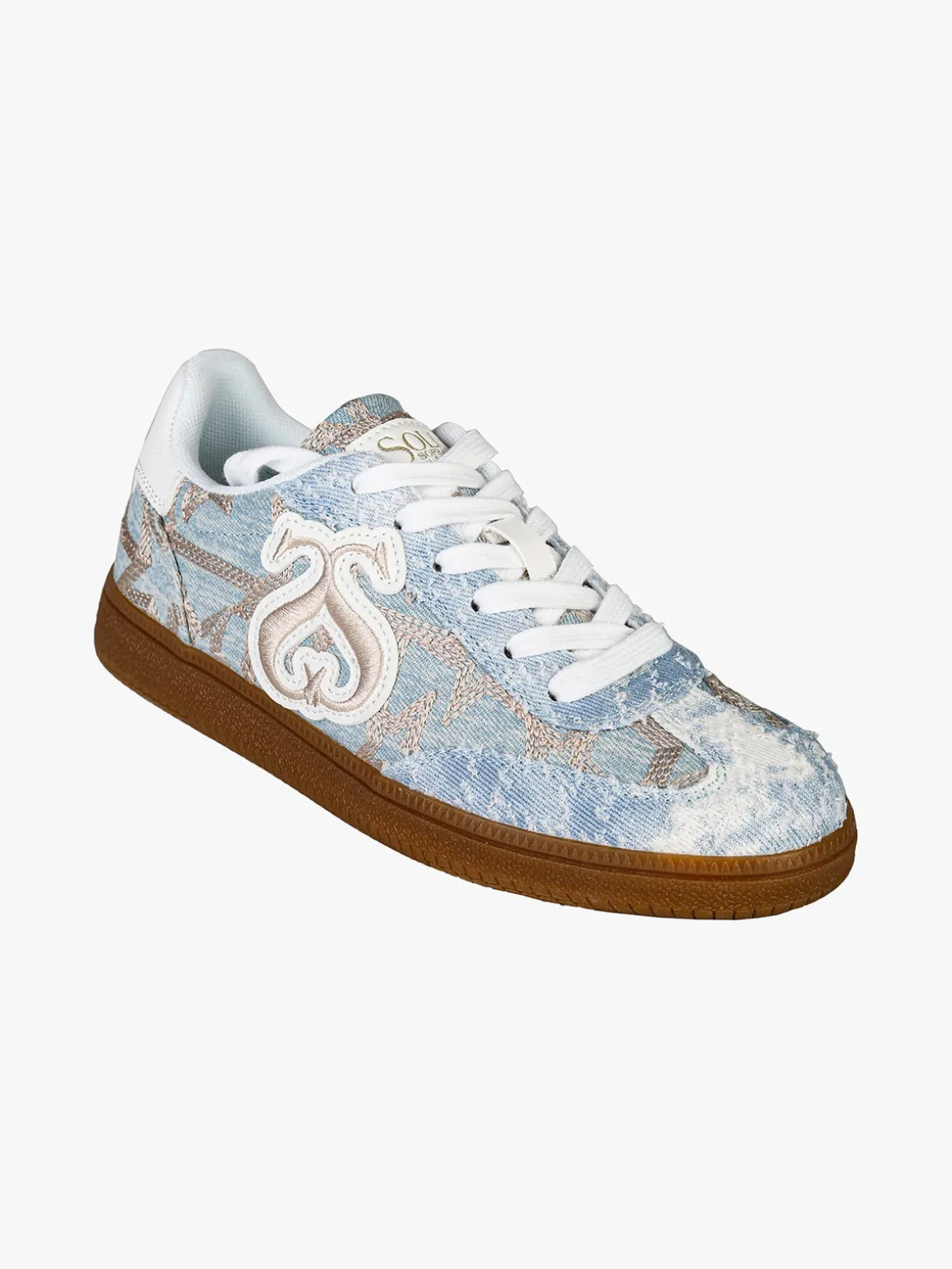 Solo Soprani Sneakers donna stringate in tessuto jeans