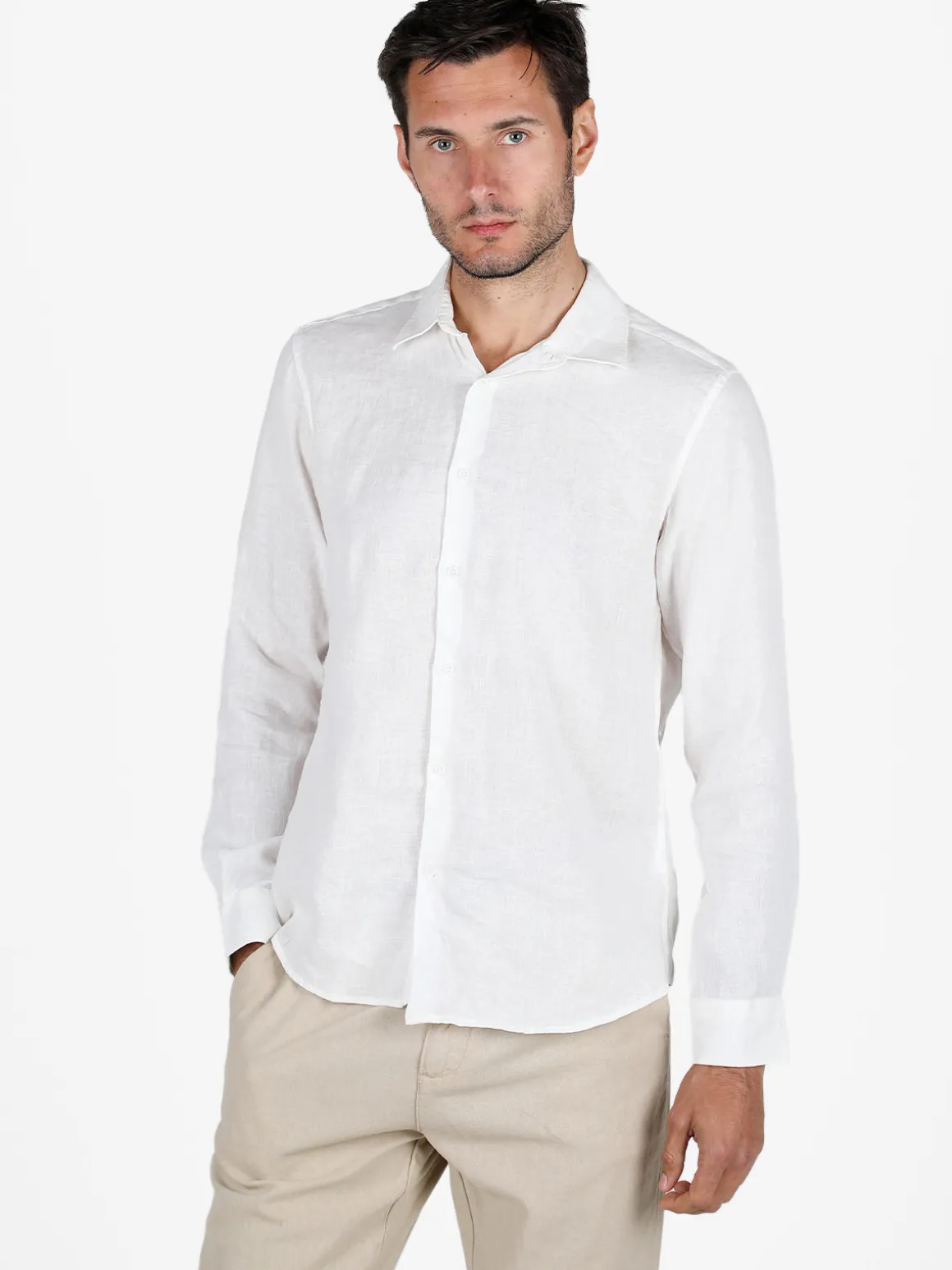 S.O.S Store Of Shirt Camicia in lino da uomo a maniche lunghe