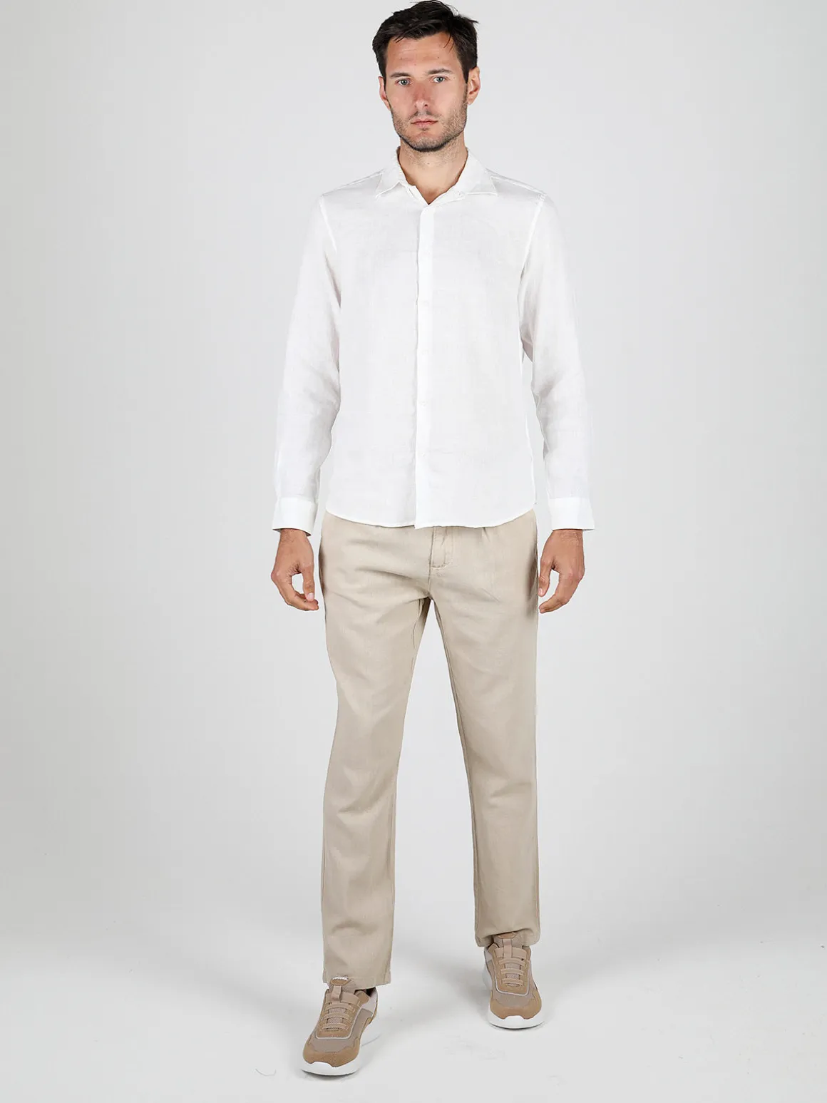 S.O.S Store Of Shirt Camicia in lino da uomo a maniche lunghe