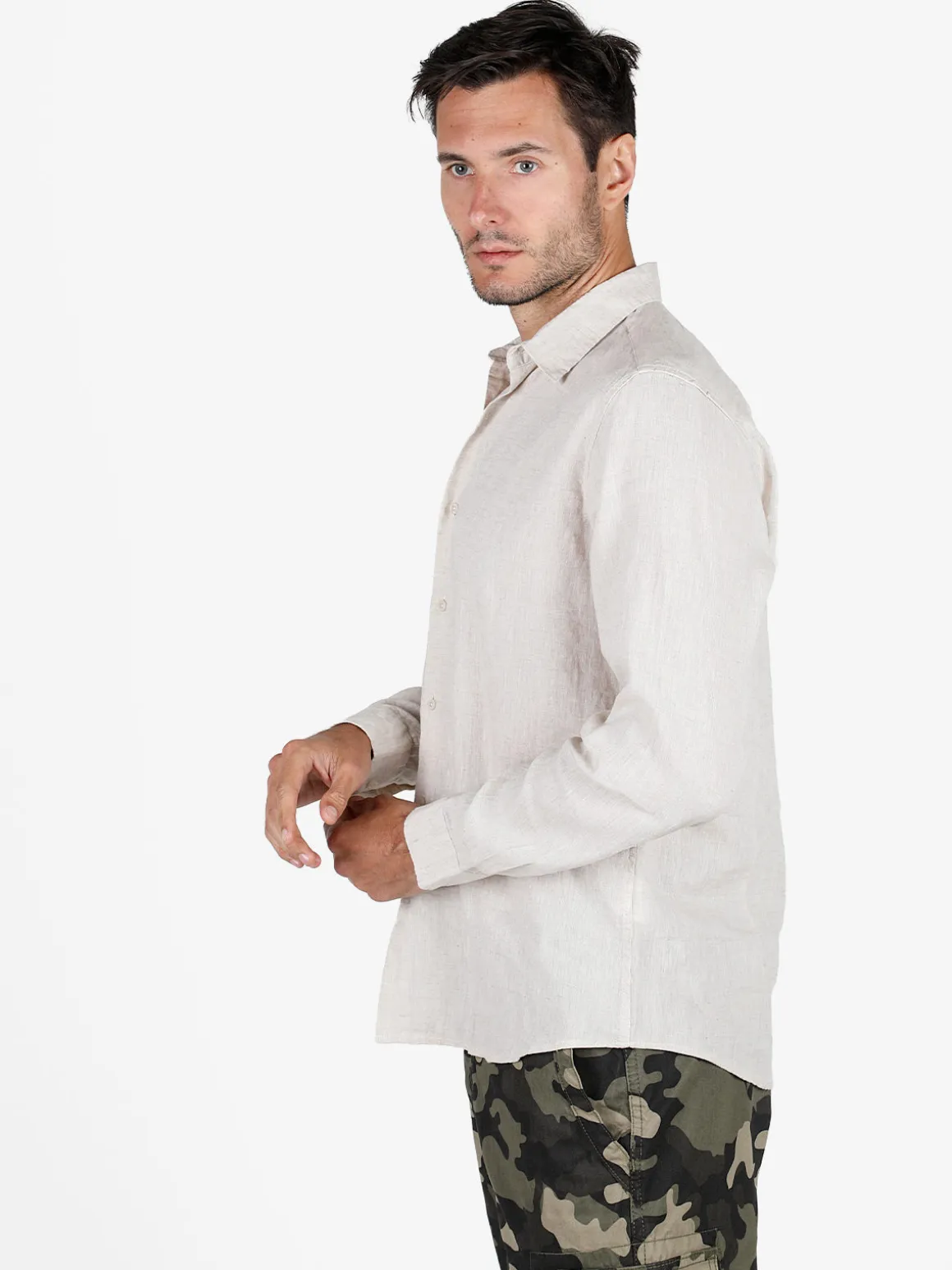 S.O.S Store Of Shirt Camicia in lino da uomo a maniche lunghe