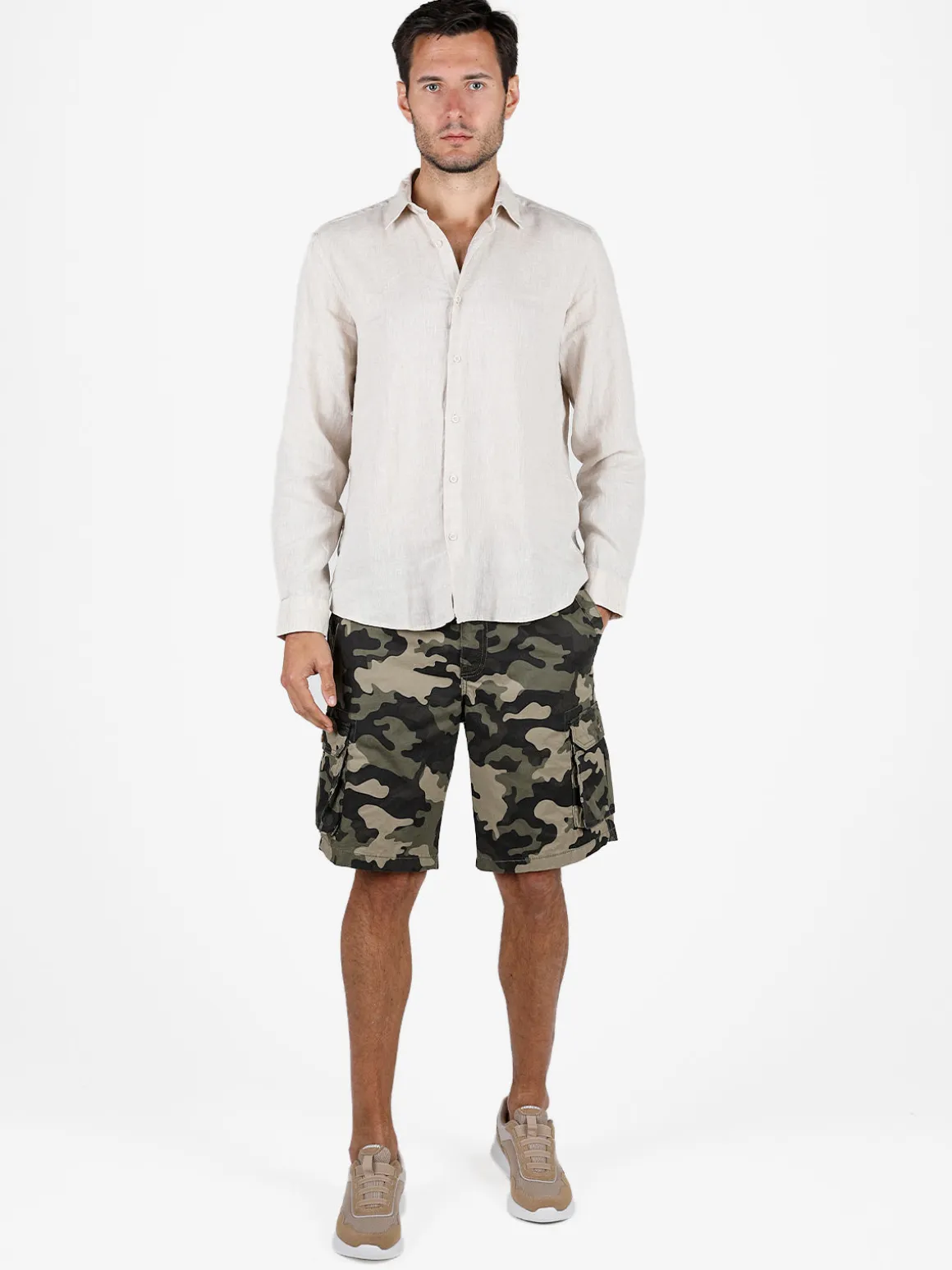 S.O.S Store Of Shirt Camicia in lino da uomo a maniche lunghe