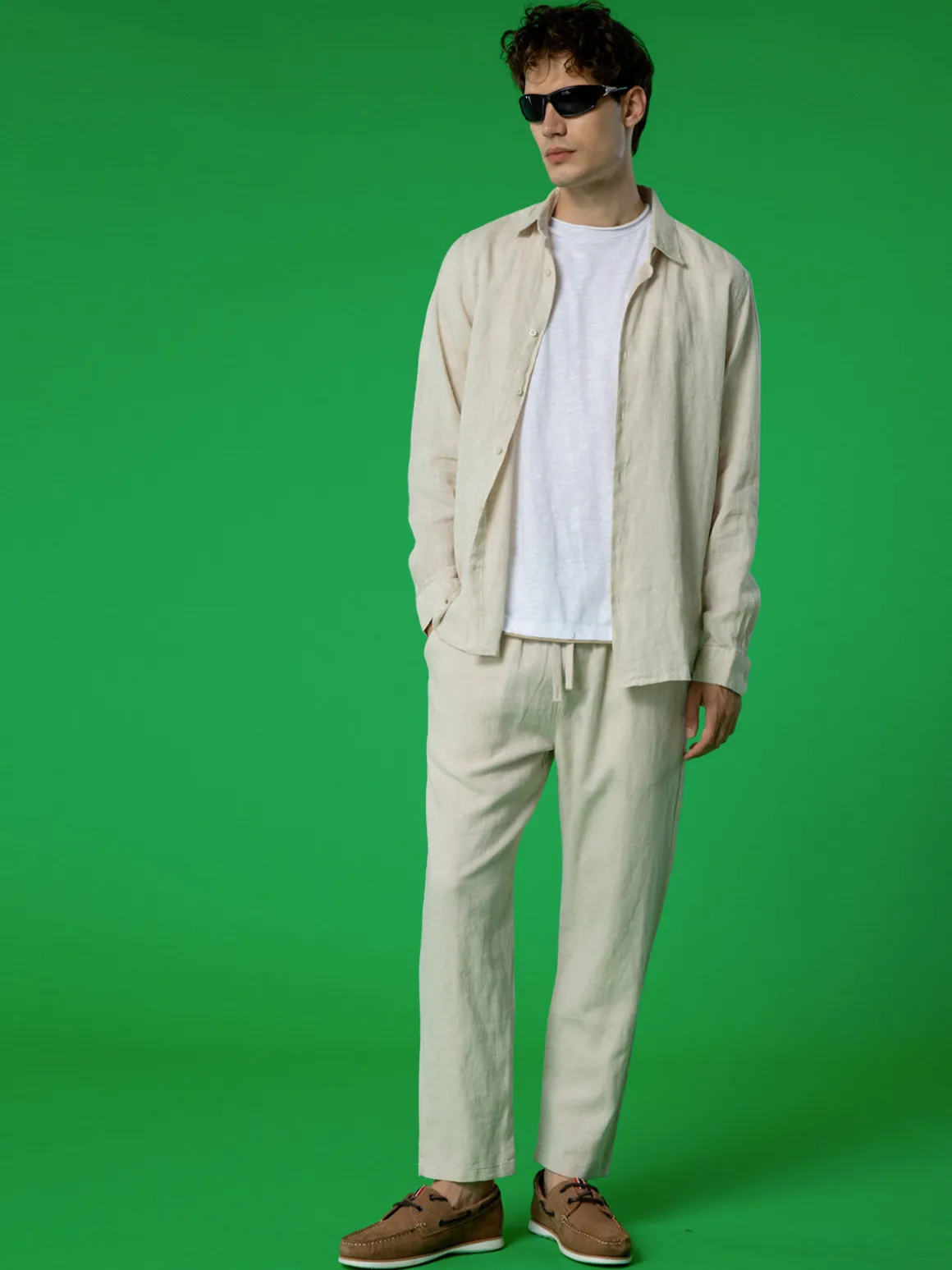 S.O.S Store Of Shirt Camicia in lino da uomo a maniche lunghe
