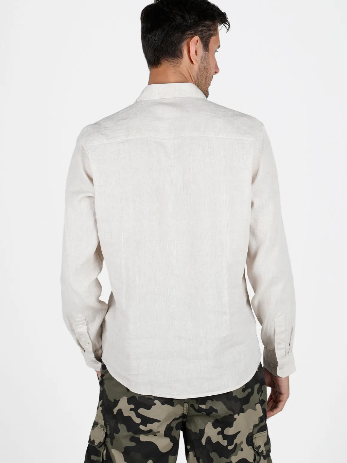S.O.S Store Of Shirt Camicia in lino da uomo a maniche lunghe