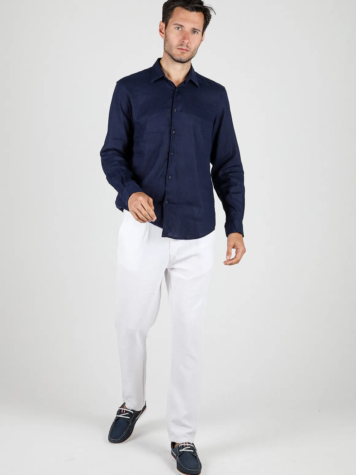 S.O.S Store Of Shirt Camicia in lino da uomo a maniche lunghe