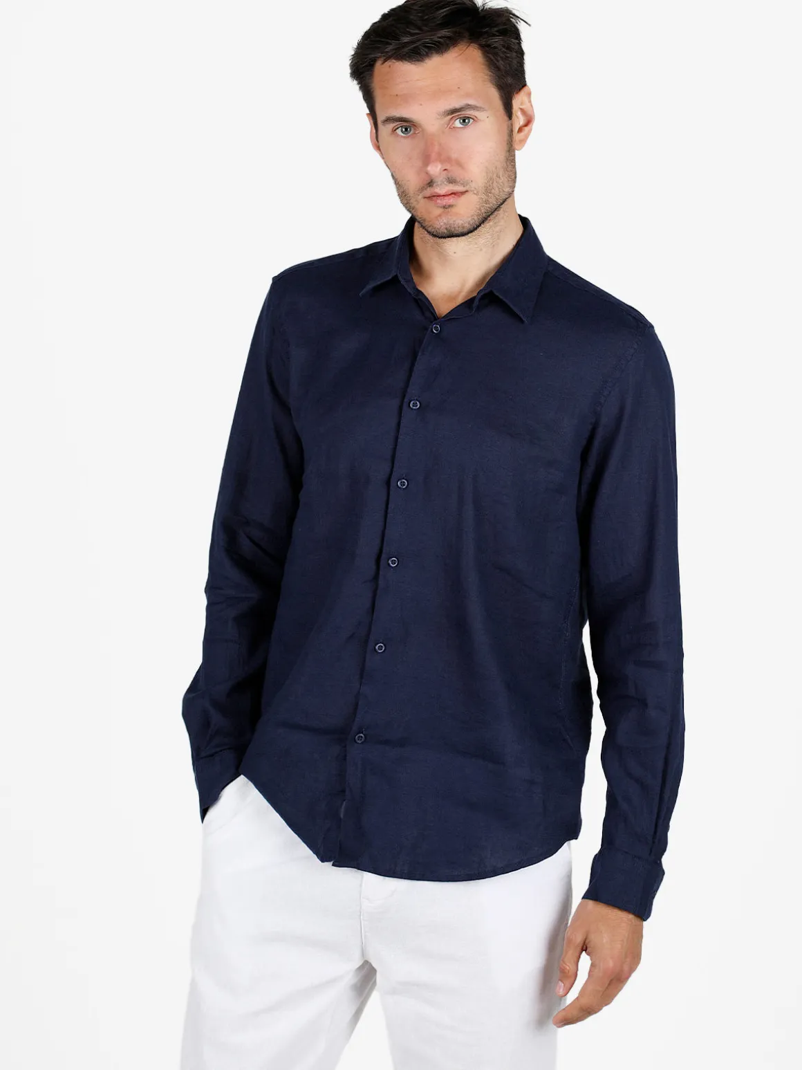 S.O.S Store Of Shirt Camicia in lino da uomo a maniche lunghe