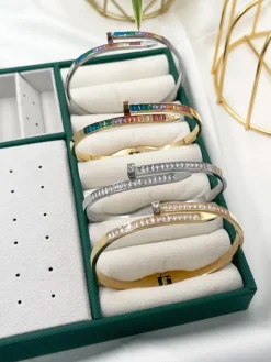 Stainless Stell Bracciale donna in acciaio con strass