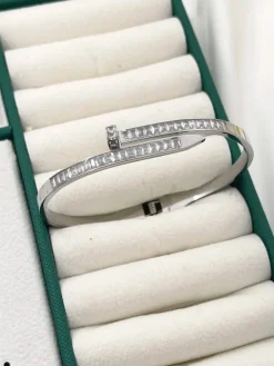 Stainless Stell Bracciale donna in acciaio con strass