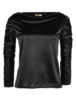Stella H Blusa donna con maniche arricciate e scollo a barchetta