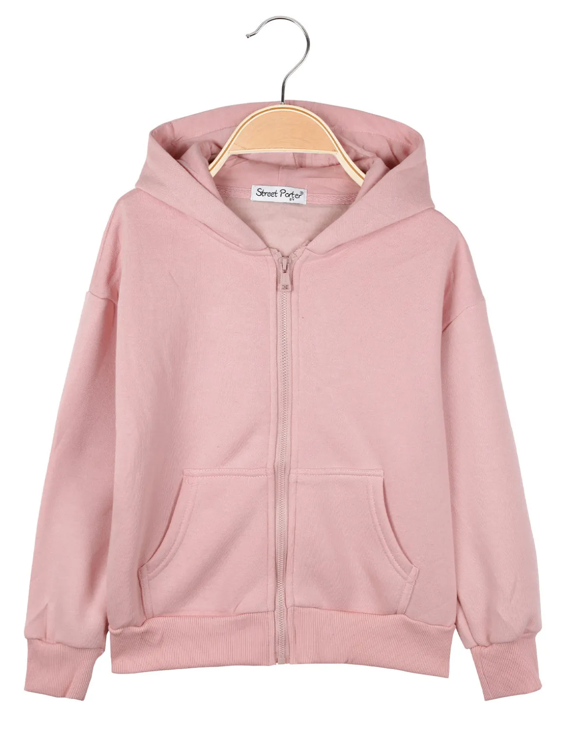 Street Porter Felpa da bambina con cappuccio e zip - rosa