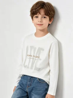 Street Porter T-shirt da bambino in cotone a maniche lunghe - bianco