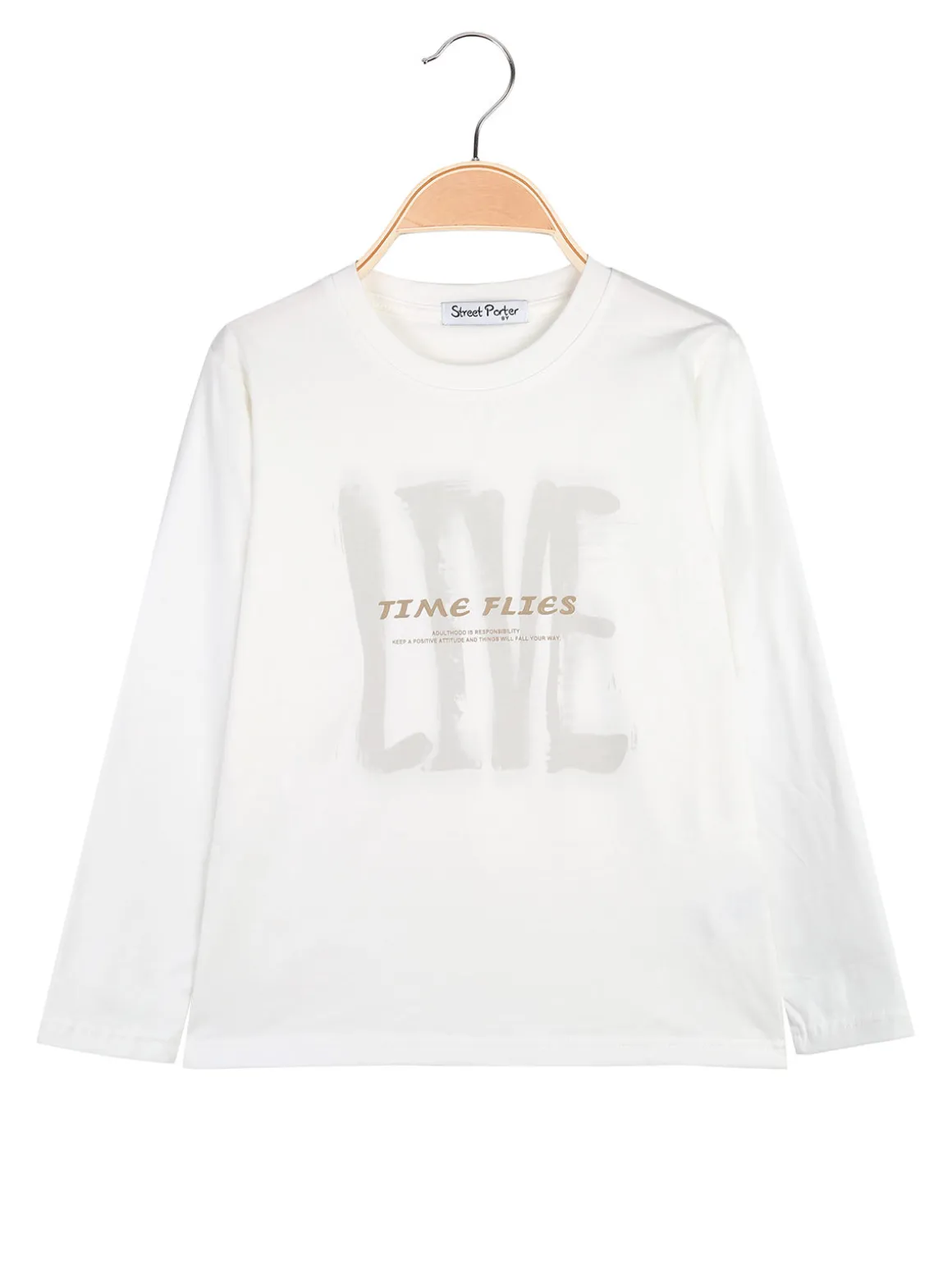 Street Porter T-shirt da bambino in cotone a maniche lunghe - bianco