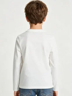 Street Porter T-shirt da bambino in cotone a maniche lunghe - bianco