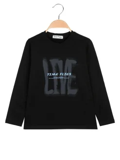 Street Porter T-shirt da bambino in cotone a maniche lunghe - nero