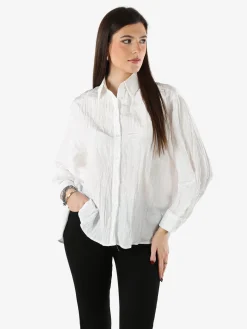 Studio Eleven Collection Camicia oversize da donna a maniche lunghe - bianco