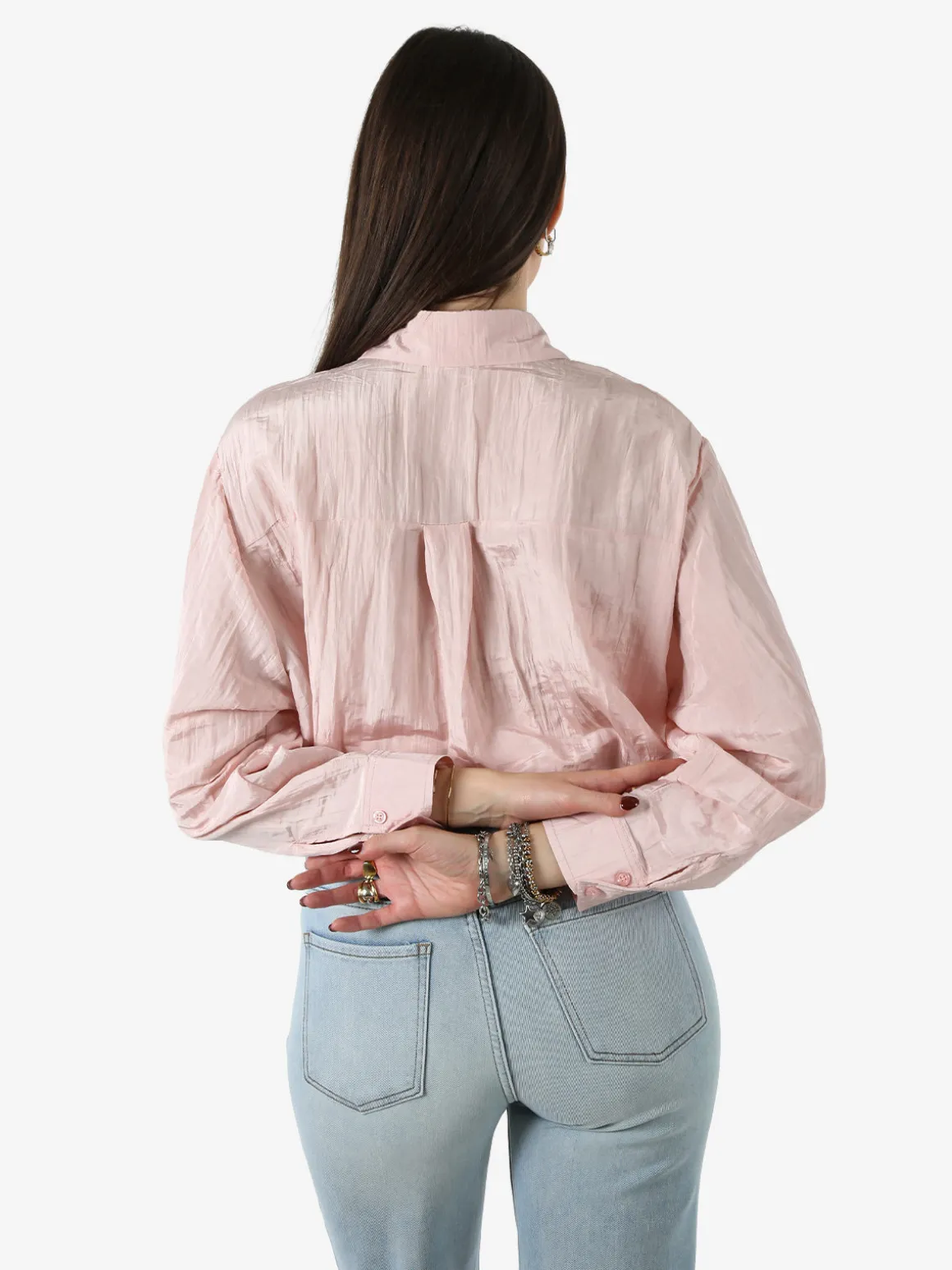 Studio Eleven Collection Camicia oversize da donna a maniche lunghe - rosa