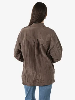 Studio Eleven Collection Camicia oversize da donna a maniche lunghe - moro