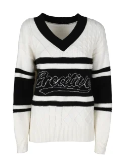 Studio Eleven Collection Maglione donna con scollo a V e spalle cadenti