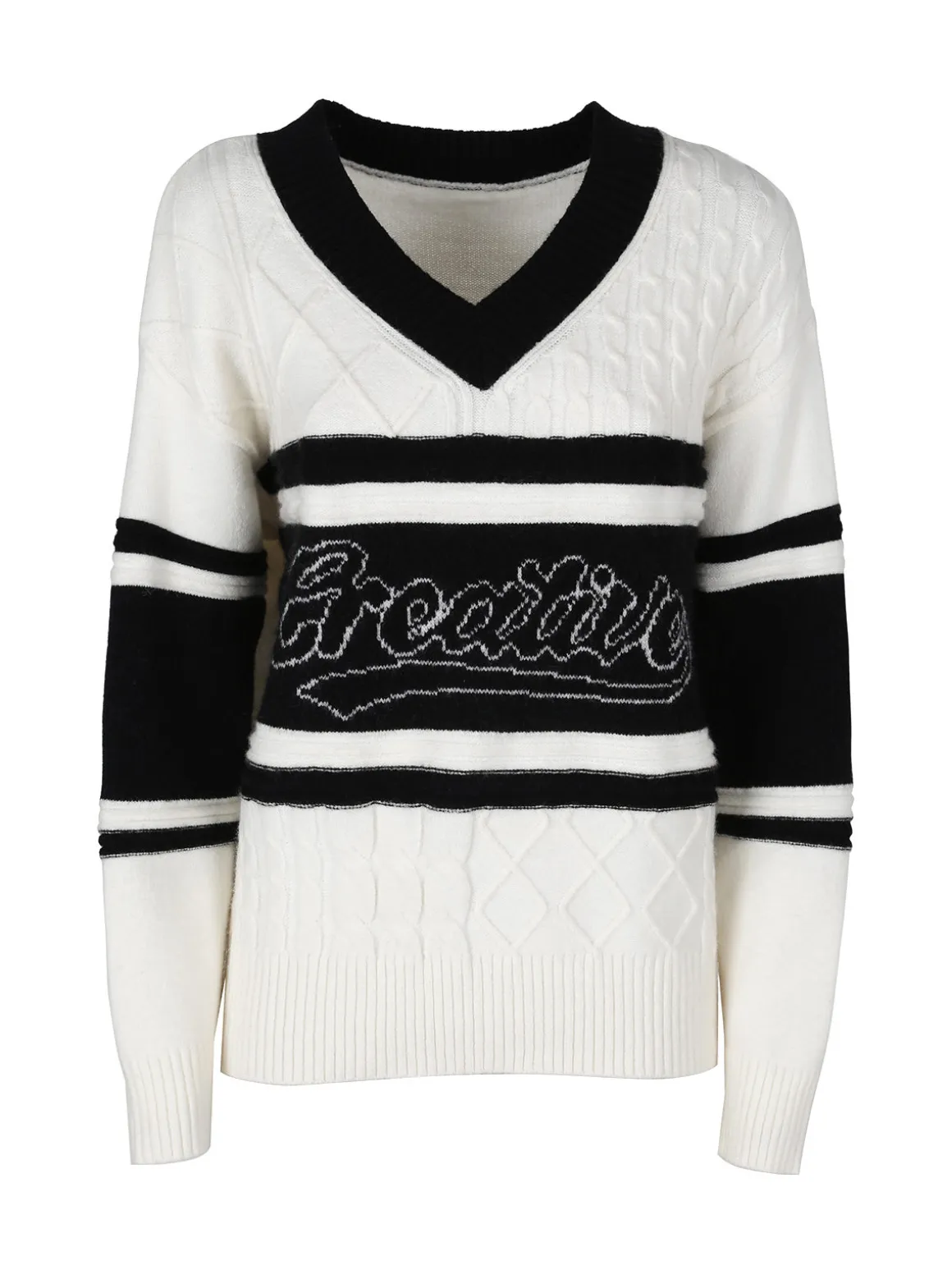 Studio Eleven Collection Maglione donna con scollo a V e spalle cadenti