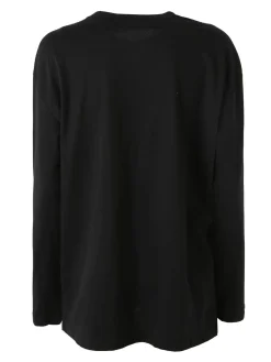 Studio Eleven Collection T-shirt a maniche lunghe da donna in cotone con stampa - nero